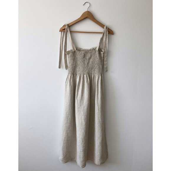Wilfred Golden Hour Linen Dress Oatmeal Size Large Aritzia - Picture 5 of 8